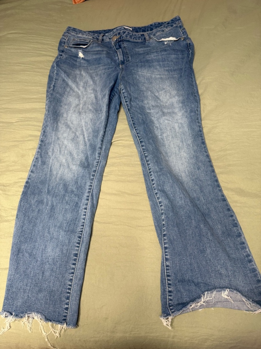 ARULA Light Blue Distressed Flare Jeans